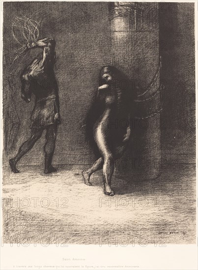 Saint-Antoine...A travers ses longs cheveux qui lui couvraient la figure, j'ai cru reconnaitre..., 1 Creator: Odilon Redon.