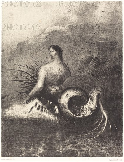 La sirene sortit des flots vetue de dards (The Siren clothed in barbs, emerged from the waves, 1883. Creator: Odilon Redon.