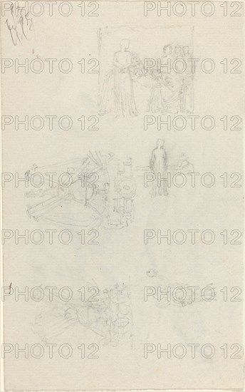 Studies of a Sickbed and Decorations for the Façade of Buckingham Palace [recto and verso], 1820/182 Creator: John Flaxman.