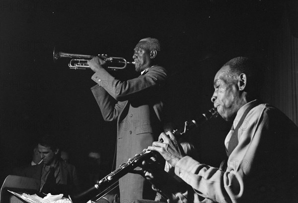 Portrait of George Lewis and Bunk Johnson, Stuyvesant Casino, New York, N.Y., ca. June 1946. Creator: William Paul Gottlieb.