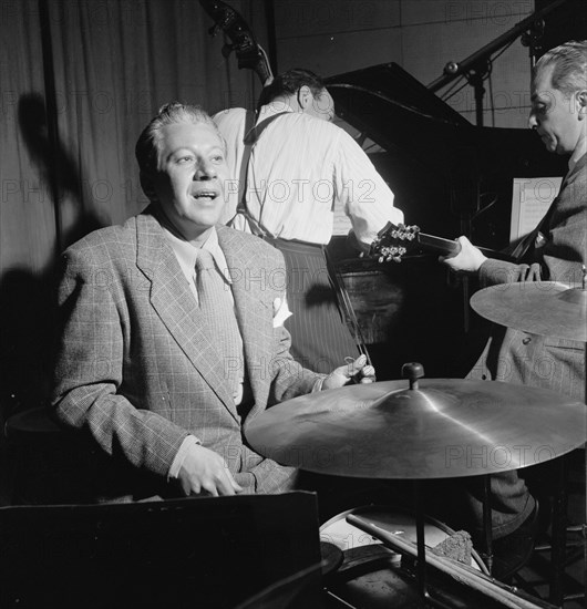 Portrait of George Wettling, Museum of Modern Music program, ABC studio, N.Y., ca. May 1947. Creator: William Paul Gottlieb.