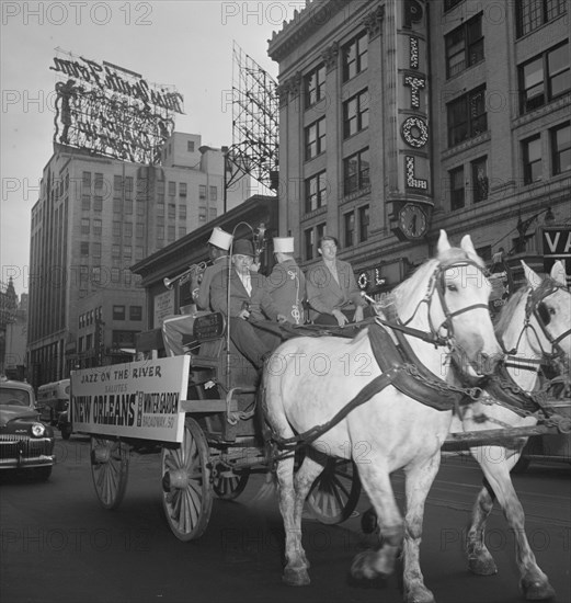 Portrait of Art Hodes and Henry (Clay) Goodwin, Times Square, New York, N.Y., ca. July 1947. Creator: William Paul Gottlieb.