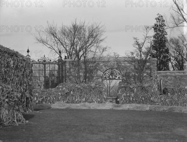 North gateway to the forecourt of the gardens at Kijkuit, John D Rockefeller's estate..., c1916-1918 Creator: Arnold Genthe.