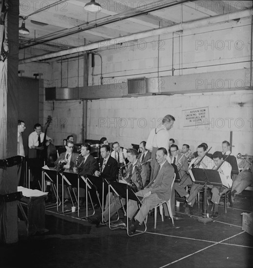 Portrait of Stan Kenton, Pete Rugolo, Eddie Safranski, Shelly Manne...N.Y.(?), ca. Jan. 1947. Creator: William Paul Gottlieb.