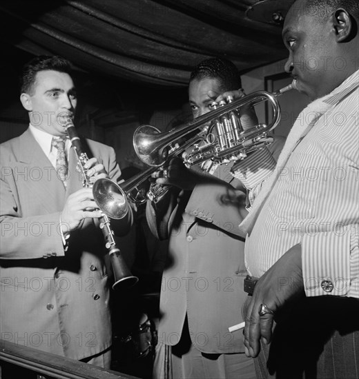 Portrait of Sol (Solomon) Yaged, Joe Thomas, and Rex William Stewart, Pied Piper, N.Y., 1947. Creator: William Paul Gottlieb.