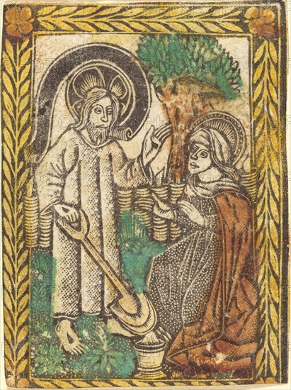 Christ Appearing to the Magdalene as a Gardner, 1460/1480. Creator: Master of the Borders with the Four Fathers of the Church.