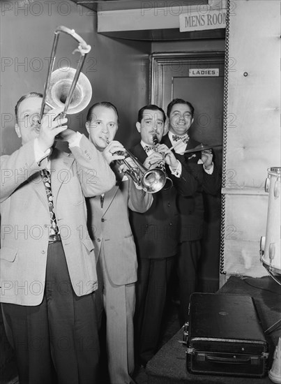 Portrait of George Brunis and Tony Parenti, Jimmy Ryan's (Club), New York, N.Y., ca. Aug. 1946. Creator: William Paul Gottlieb.