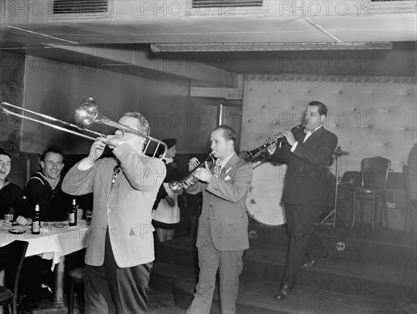 Portrait of George Brunis and Tony Parenti, Jimmy Ryan's (Club), New York, N.Y., ca. Aug. 1946. Creator: William Paul Gottlieb.