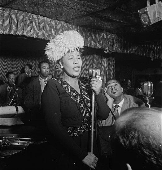 Portrait of Ella Fitzgerald, Dizzy Gillespie, Ray Brown, Milt Jackson..., Downbeat, N.Y., 1947. Creator: William Paul Gottlieb.