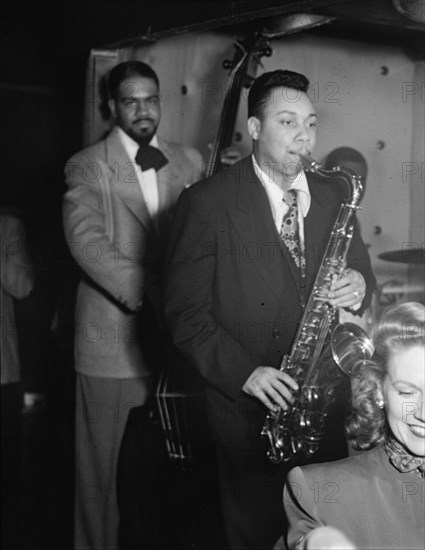 Portrait of Lucky Thompson, Hilda A. Taylor, and Al McKibbon, Three Deuces, N.Y., ca. July 1948. Creator: William Paul Gottlieb.