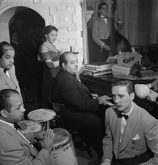 Portrait of Noro Morales and Humberto López Morales, Glen Island Casino(?), N.Y., ca. July 1947. Creator: William Paul Gottlieb.