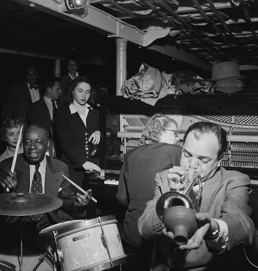 Portrait of Marty Marsala, Bunty Pendelton, and Baby Dodds, Riverboat on the Hudson, N.Y., 1947. Creator: William Paul Gottlieb.