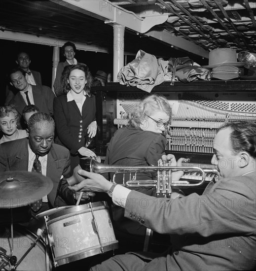 Portrait of Marty Marsala, Bunty Pendelton, and Baby Dodds, Riverboat on the Hudson, N.Y., 1947. Creator: William Paul Gottlieb.