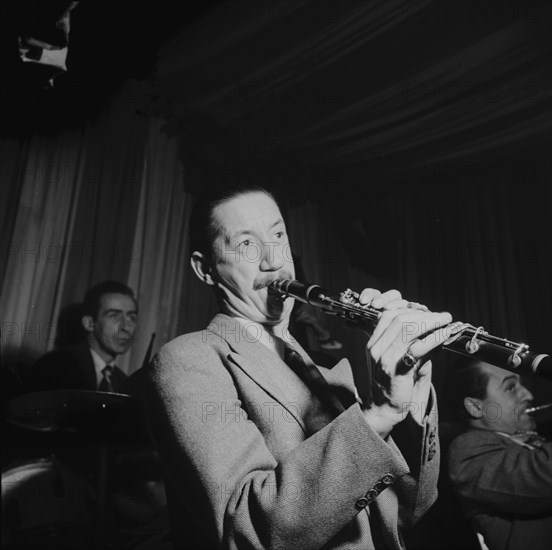 Portrait of Pee Wee Russell, Dave Tough, and Max Kaminsky, Eddie Condon's, New York, N.Y., 1946. Creator: William Paul Gottlieb.