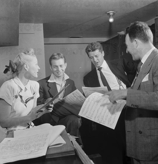 Portrait of Jerry Wald, Gordon MacRae, Mel Tormé, Marion...Saturday Teentimers Show, N.Y., 1947. Creator: William Paul Gottlieb.