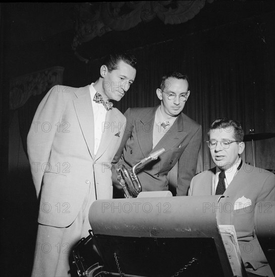 Portrait of Ray McKinley, Eddie Sauter, and...Hotel Commodore, Century Room, New York, N.Y., 1947. Creator: William Paul Gottlieb.