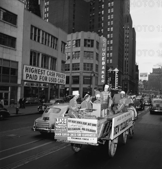 Portrait of Kaiser Marshall, Art Hodes, Sandy Williams, Cecil (Xavier)...Times Square, N.Y., 1947. Creator: William Paul Gottlieb.