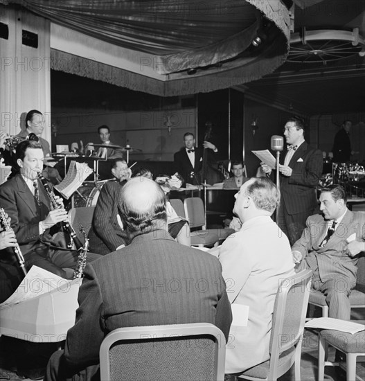 Portrait of Guy Lombardo and Don Rodney, Starlight Roof, Waldorf-Astoria, New York, ca. July 1947. Creator: William Paul Gottlieb.