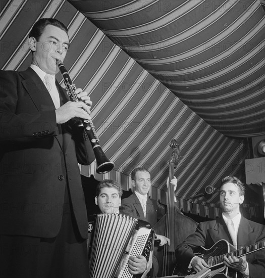 Portrait of Abe Most, Pete Ponti, Sid Jacobs, and Jimmy Norton, Hickory House, N.Y., ca. June 1947. Creator: William Paul Gottlieb.