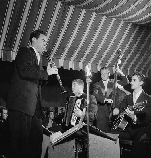 Portrait of Abe Most, Pete Ponti, Sid Jacobs, and Jimmy Norton, Hickory House, N.Y., ca. June 1947. Creator: William Paul Gottlieb.