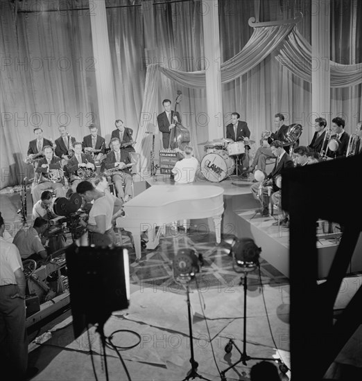 Portrait of Claude Thornhill, Sandy Siegelstien, Willie Wechsler, Micky Folus, Joe Shulman, Billy.. Creator: William Paul Gottlieb.