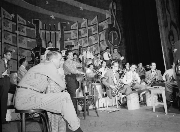 Portrait of Stan Kenton, Eddie Safranski, Bob Cooper, Art Pepper, Ray Wetzel...Richmond, Va.(?),1947 Creator: William Paul Gottlieb.