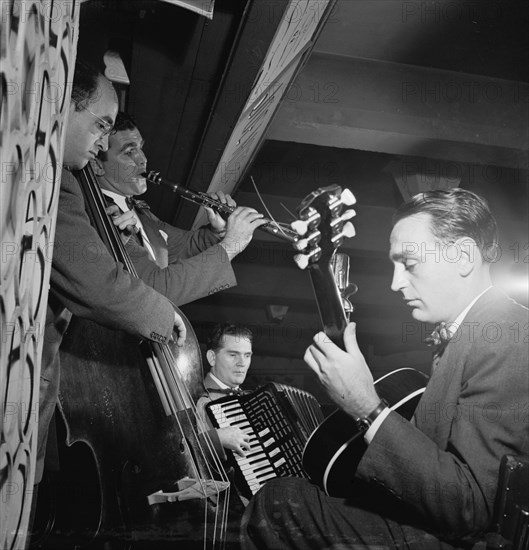 Portrait of Joe Mooney, Andy Fitzgerald, Gaeton (Gate) Frega..., Dixon's Steak House(?), N.Y., c1946 Creator: William Paul Gottlieb.