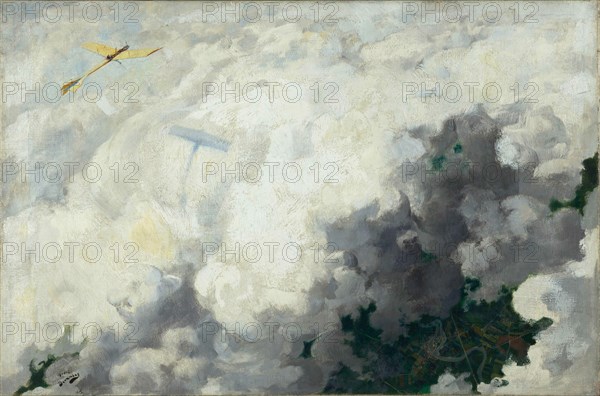 Le seul oiseau qui vole au-dessus des nuages (The Only Bird That Flies above the Clouds), 1910. Creator: Devambez, André Victor Édouard (1867-1943).