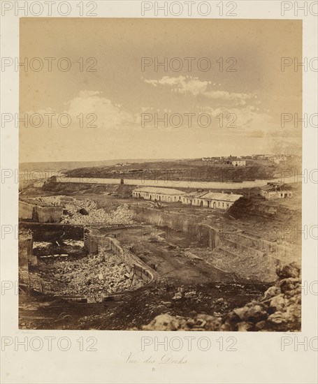 View of the Docks. From: Souvenir de la Guerre de Crimee, 1855. Creator: Méhédin, Léon-Eugène (1828-1905).