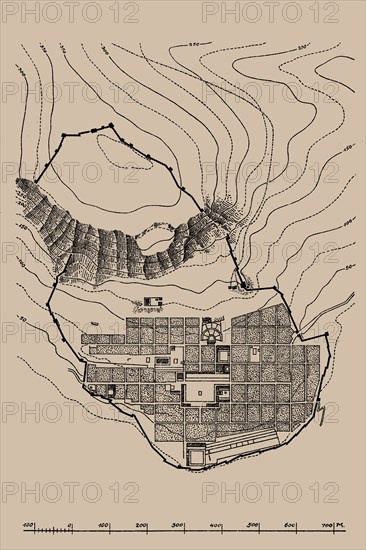 Plan of Priene. From: "Griechische Städteanlagen" by Armin von Gerkan, 1924. Creator: Anonymous master.