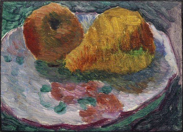 Still life with faience plate and fruit, ca 1931. Creator: Javlensky, Alexei, von (1864-1941).