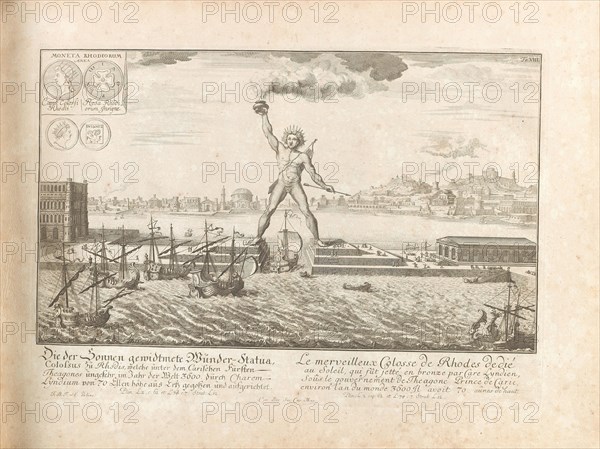 The Colossus of Rhodes. From "Entwurff einer historischen Architektur", 1725. Creator: Fischer von Erlach, Johann Bernhard (1656-1723).