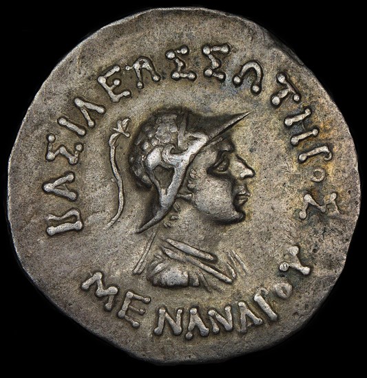 Coin of Menander I, ca 160-130 BC. Creator: Numismatic, Ancient Coins  .