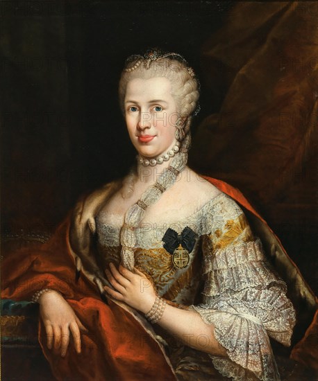 Portrait of Infanta Maria Luisa of Spain (1745-1792), Holy Roman Empress, with the Star Cross Order. Creator: Piattoli, Gaetano (1703-1774).