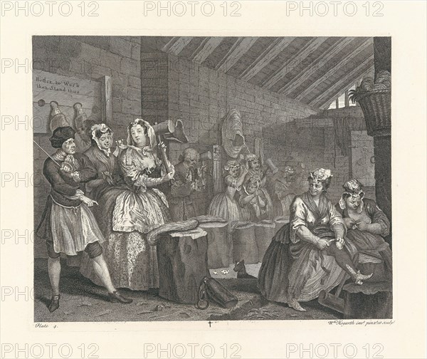 A Harlot's Progress. Plate 4: Moll beats hemp in Bridewell Prison, 1732. Creator: Hogarth, William (1697-1764).