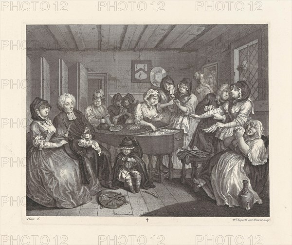 A Harlot's Progress. Plate 6: Moll's wake, 1732. Creator: Hogarth, William (1697-1764).