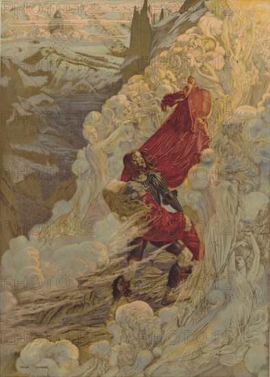 Premiere Poster for the opera Fervaal by Vincent d'Indy in the Théâtre de l'Opéra-Comique..., 1897. Creator: Schwabe, Carlos (1866-1926).