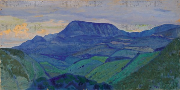 The Blue Mountains. From the Caucasian Studies Series, c. 1913. Creator: Roerich, Nicholas (1874-1947).