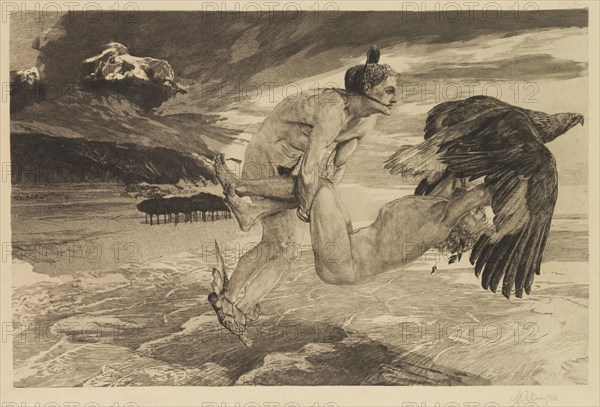 The Abduction of Prometheus (Opus XII, plate 24 from "Brahms Phantasy"), 1894. Creator: Klinger, Max (1857-1920).