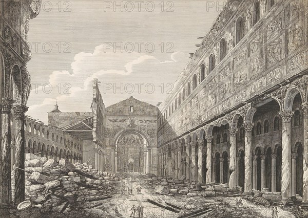 View of the Basilica of Saint Paul Outside the Walls in Rome, 1823. Creator: Rossini, Luigi (1790-1857).