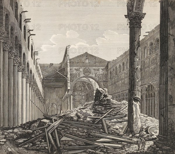 View of the Basilica of Saint Paul Outside the Walls in Rome, 1823. Creator: Rossini, Luigi (1790-1857).