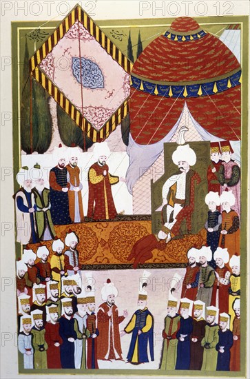 Sultan Selim at his court, Turkish miniature, 16th century. Creator: Unknown.