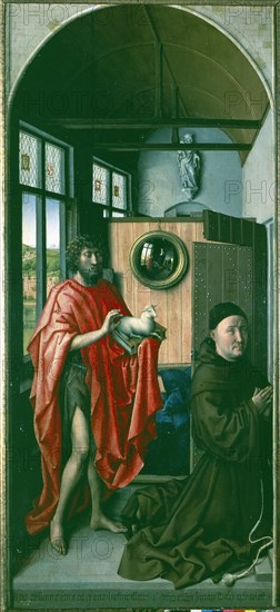 'Saint John the Baptist and the Franciscan teacher Enrique de Werl', 1438. Creator: Campin, Robert (1375 - 1444).