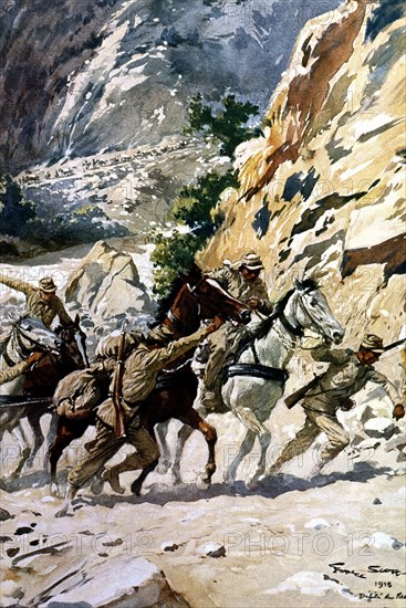 Second Balkan war, Greek troops cross the Struma river, (June 29- August 10, 1913). Creator: Scott, George (1873-1943).