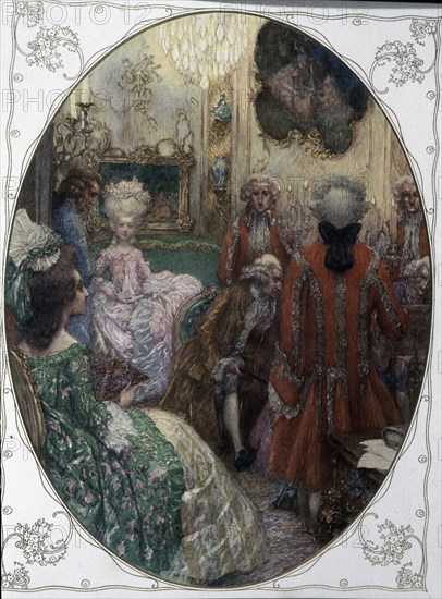 Scene from the work 'Quartet A 'by W. A. Mozart, 1910. Creator: Lefler Heinrich (1863-1919).