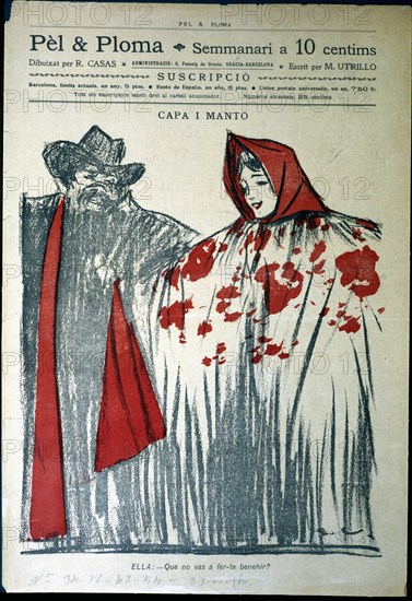 Cover of the weekly magazine 'Pel & Ploma', number 34, 20-1-1900. Creator: Casas i Carbó, Ramón (1866 - 1932).