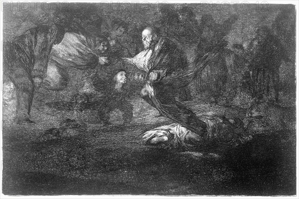 The proverbs or the Disparate, series of etchings...plate 18: 'Funeral disparate', 1864. Creator: Goya y Lucientes, Francisco de (1746 - 1828).