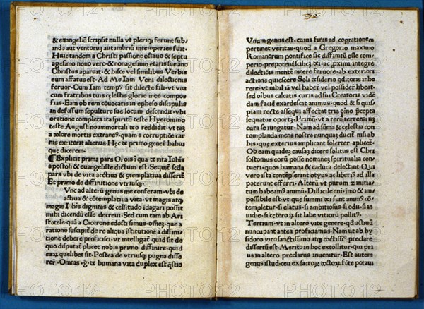 Pages of the work 'De laudibus iohannis apostoli et evangelistai' by Ambrose de Cora, 1475. Creator: Ambrosio di Cora.