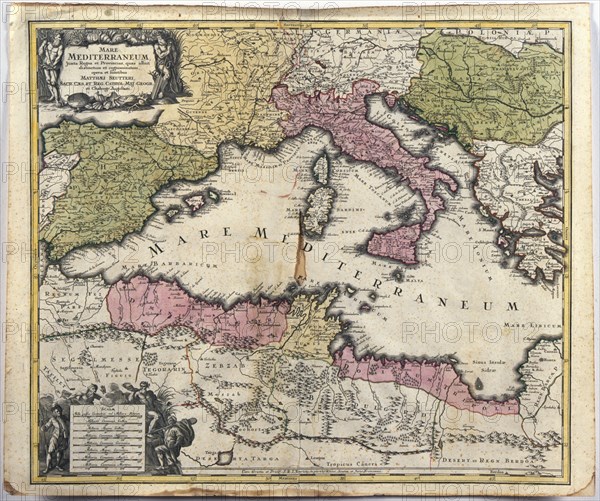 Mare Mediterraneum, juxta Regna et Provincias, quas alluit distinctum et cognominatum...c.1770.  Creator: Seutter, Georg Matthew (1678-1757).