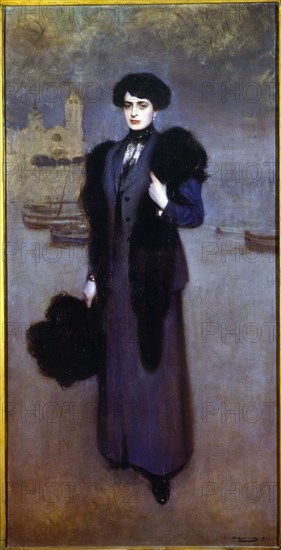 Portrait of Mrs. Dolores Vidal, 1911. Creator: Casas, Ramón i Carbó (1866 - 1932) .